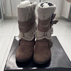 Not Rated Scarlett Tan Knit Buckle Women's Boots